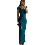 Fongt Summer New Women's Decoration Waist Sexy Folding Tight Dress