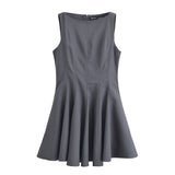 Spring Skate Sleeveless Solid Color Mini Dress 4043041-Outfit