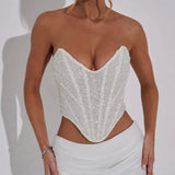 White Sequin Corset-Outfit