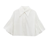 Fongt Women's Explosive Fashion Bubble Sleeve Open Shirt