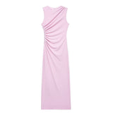 Fongt Women's Clothing 2025 Spring New Sleeveless Folding Decorative Fan Flute Dress Dress Dress