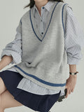 Fongt Girls Design A Sense Of Small Gentle And Comfortable Cold Literature Retro Wool-Blend Knitted Vest Vest