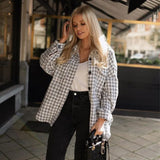 New Women Jacket Oversized Thicken Warm Casual Fashion Checked Tweed Textured Women Coat Outfits