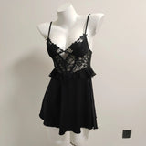 Fongt 2025 High-End Sexy Pure Lusty Pyjamas French Design With Chest Cushion Ice Silk Sexy Sling Pajamas