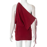 Off-shoulder Drawstring Mini Dress-Outfit