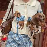 Puppy Pattern Cardigan-Outfit