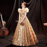 Golden Bride Wedding Toast Annual Stage Walk Show Solo Performance Host Wedding Banquet Evening Dress