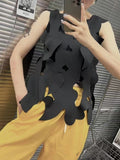 Casual Black Tank Tops For Women Round Neck Sleeveless Cut Out Solid Minimalist Vests Female Summer Clothing