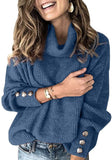 Fongt Solid Color Sweater, Loose Turtleneck Sweater, Women's