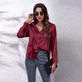 Fongt Shirt Women's Denswear Simulation Silk Long-Sleeved Shirt New Women's Clothing