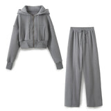 New Hooded Short Sweater 8417304 Loose Flannelette Jogging Trousers 8417303 Suit-Outfit