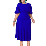 Fongt Women's 2025 Summer New Temperament Elegant Pure Colored Grand African Dress