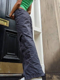 Washed Pocket Solid Cargo Pants-Outfit