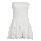 Fongt Romantic Sexy Lace Shoulder Corset Dress Niche Design Thin Cash Short Cake Skirt