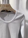 Long-Sleeved T-Shirt Slim And Slim In Autumn And Winter With Threaded Design Feeling Bottomed Blouse Women's Low-Collar Unique