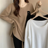 Fongt T-Shirt Women Spring And Autumn Winter 2023 New Loose Show Thin Foreign Style Versatile Embroidered Plus-Size Bottom Shirt