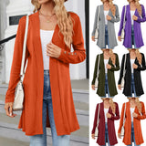 Autumn And Winter New Solid Color Collar Button Long Sleeve Cardigan Loose Knit Coat Female-Outfit