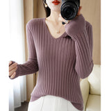 Fongt New Spring And Autumn V-Neck Vertical Knit Short Sleeve Women's Collar Slim Solid Color Wool Undershirt Jacket-Outfit
