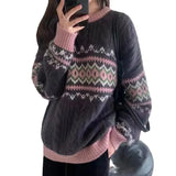 Fongt Goods French Lazy Wind Soft Waxy Retro Sweater Female Autumn Winter Large Size Design Sense Twist Diamond Sweater Female-Outfit