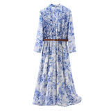 Summer Dress With Belt Laminated Decorative Print 2298077-Outfit