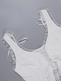 Lace Trim Ruffle Crop Tank Top-Outfit