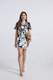 Fongt Dress Women Summer French Retro V-Neck Lantern Sleeve Embroidered Mesh Yarn Waist Bubble Sleeve Dress