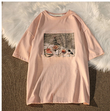 Aesthetic Print Oversized T-shirt-Outfit