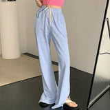 Waist Trousers Casual Lady Front Split Bell