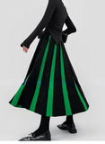 Black Patchwork Long Skirt-Outfit