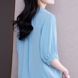 Women Shirts Half Sleeves Blouses for Women Clothes for Women 2023 Summer Women Tops Basic Soild Chiffon Blouses for
