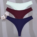 Sexy G-string Women's Cotton Panties Low-Waist Thongs Striped Solid Female Underpants Girl Comfortable Briefs