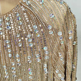 Fongt Early Autumn New Star Fashion Heavy Industry Embroidery Stender Diamond Elastic Dress