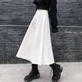 Fongt Skirt Female Autumn 2024 New Medium Long High Waist Show Thin Ins Wind Pleated A-Line Little Black Skirt-Outfit