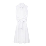 New Spring Style Knot Poplin Shirt Dress 2766924-Outfit
