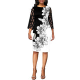 Spring Flower Print Three-quarter Sleeve