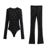 New Lace Jumpsuit 0219816 Split Design Leggings 4661529-Outfit