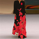 V-neck Long Sleeve Ankle-Length Vintage
