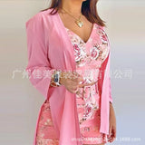 Spring And Summer New E-Commerce Women's Wear Printing Long-Sleeved Suspenders Jacket Shorts Set From Stock-Outfit