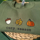 Cozy Season Fall Embroidered Sweatshirt-Outfit