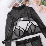 Black Fishnet Lingerie Set-Outfit