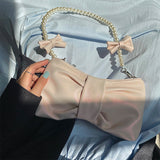 Pearl Bow Aesthetic Shoulder Bag-Outfit