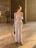 Fongt Xixi 2025 Spring New Korean Version High Waisted Elegant Suspension Dress V-Neck Solid Color Pure Desired Skirt 88172