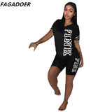 Casual 2 Piece Sets Women's Tracksuits Suit Pink Letter Print Sweatsuit Plus Size S-2XL Tshirt And Skinny Pants 2pcs