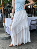 Fongt Xixi 2025 Summer New Temperament Thin Lace Yarn High Waist Skirt Fairy Long Dress 85176