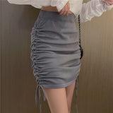 2025 New Drawstring Short Skirt Female Version Of High-Rise Thin Hot Girl A-Shaped Skirt Small Knitted