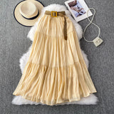 Fongt Half-Dress Women's Dress 2025 Summer Small In The Long Leisure High-Rise Display Thin Pendulum Ponve Egg
