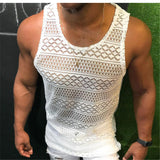 Fongt Men's New Hollow Out Breathable Vest Men's Jacket Tank Top Slim