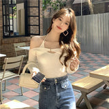 Is Hell Song Zhiya The Same Sexy Sweater Female Hanging Neck Sling Two Sets Of Hottie Knitted