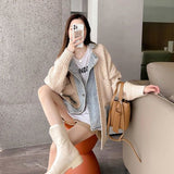 2024 New Autumn Denim Patchwork Loose Lazy Style Thickened Clothes Knitted Sweater Coat Cardigan Tops For Women TH5310-Outfit