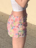Fongt Cloth Forget French Romantic Flowers Texture High Waist Skirt Sexy Girl Age-Olded Ass A Short Skirt